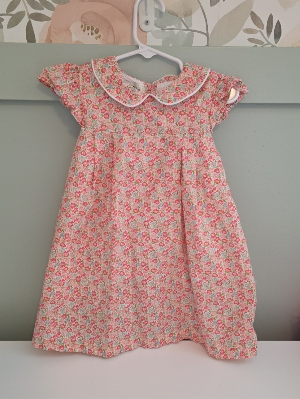 The Oaks Apparel 4 Or 4t Pink Floral Dress Set W/ Vintage Style Peter Pan Collar